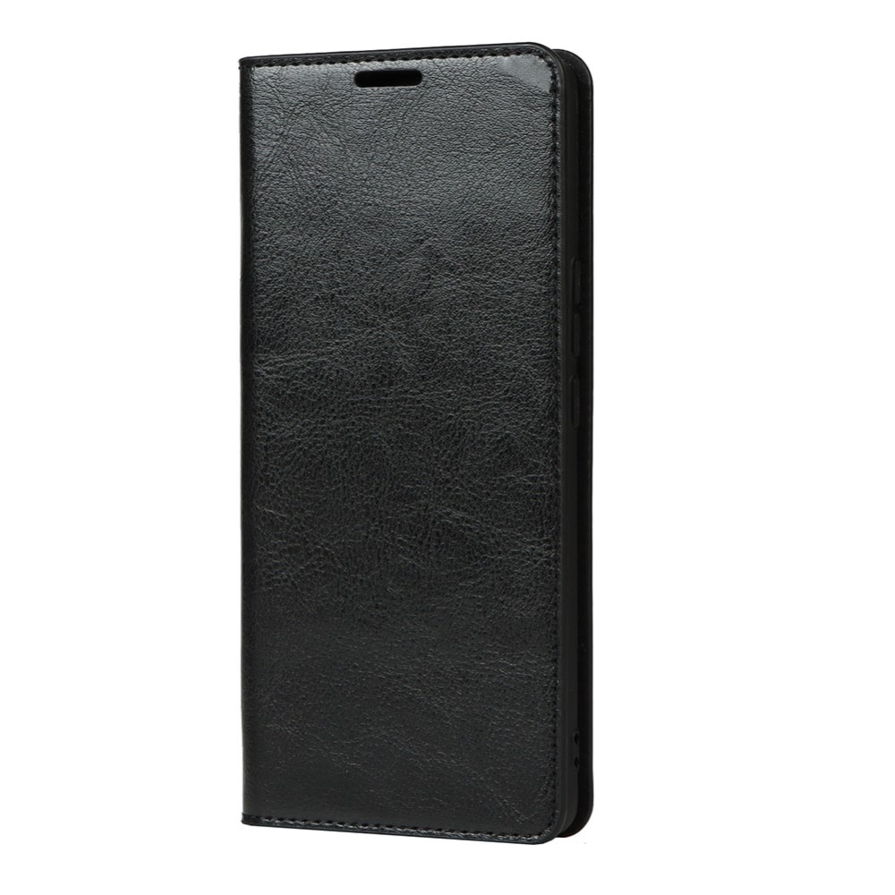 Funda cartera de cuero genuino iPhone 13 negro