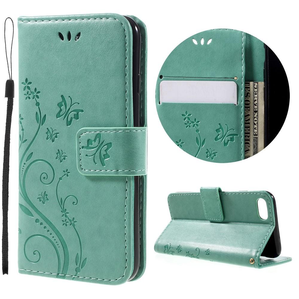 Funda de Cuero con Mariposas iPhone SE 2022, Verde