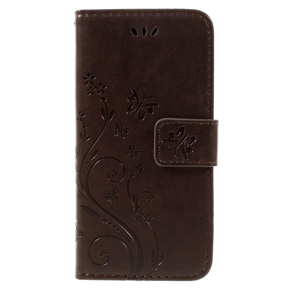 Funda de cuero con mariposas para iPhone 7/8/SE, marrón