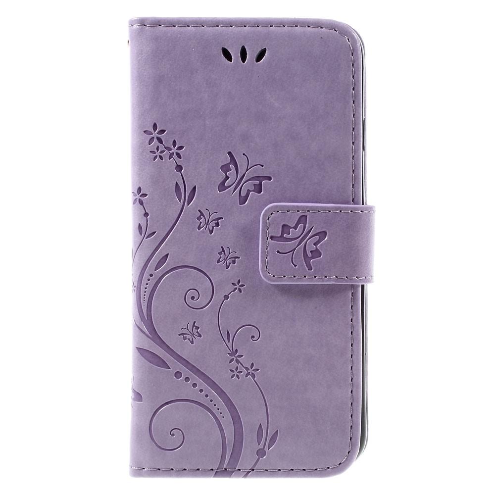 Funda de Cuero con Mariposas iPhone 8, Púrpura