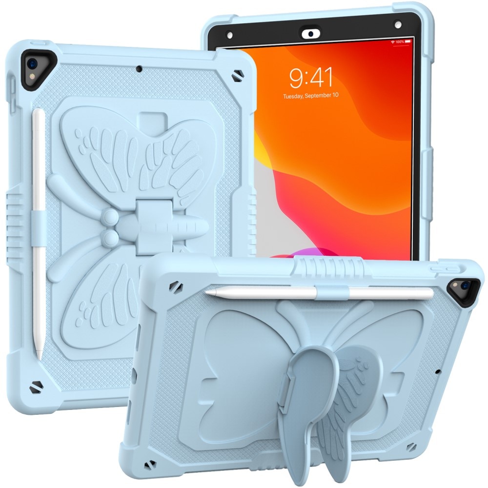 Funda híbrida con mariposas para iPad 10.2 9th Gen (2021) con bandolera azul