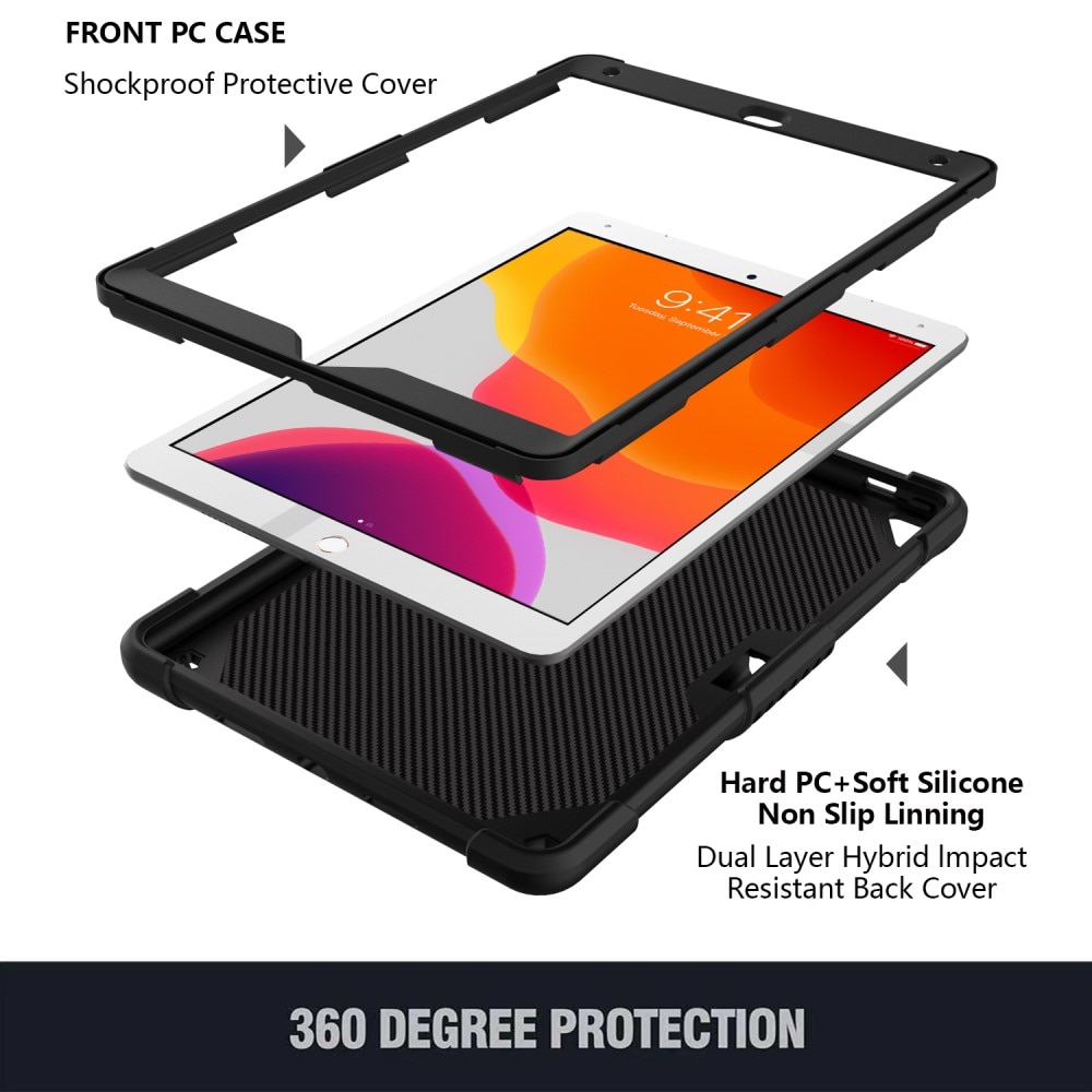 Funda híbrida con mariposas para iPad 10.2 7th Gen (2019) con bandolera negro