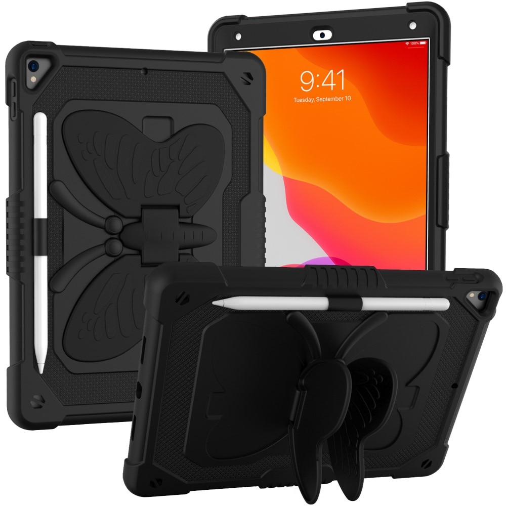 Funda híbrida con mariposas para iPad 10.2 9th Gen (2021) con bandolera negro