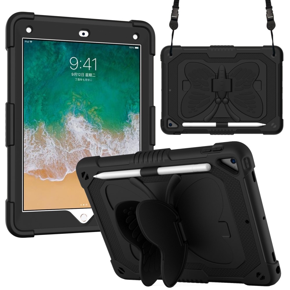 Funda híbrida con mariposas para iPad Air 2 9.7 (2014) con bandolera negro