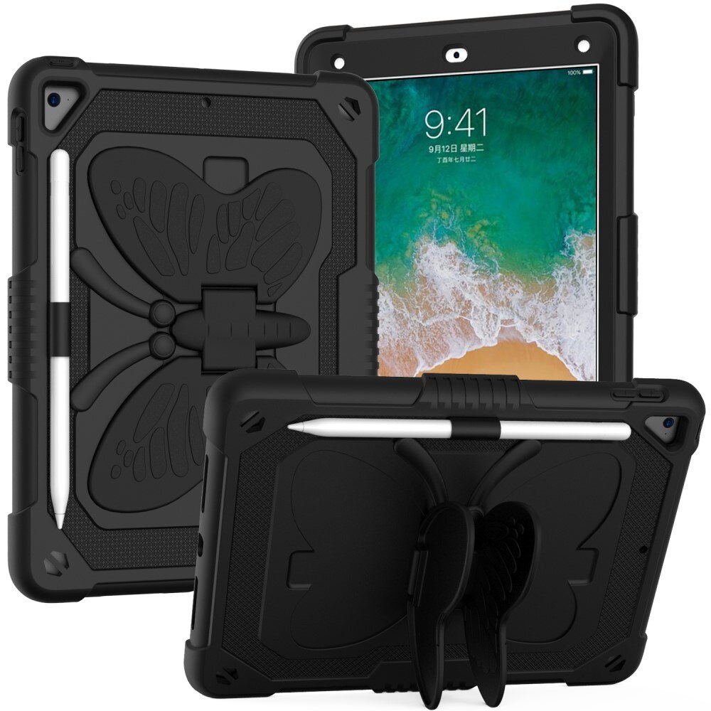 Funda híbrida con mariposas para iPad 9.7 5th Gen (2017) con bandolera negro