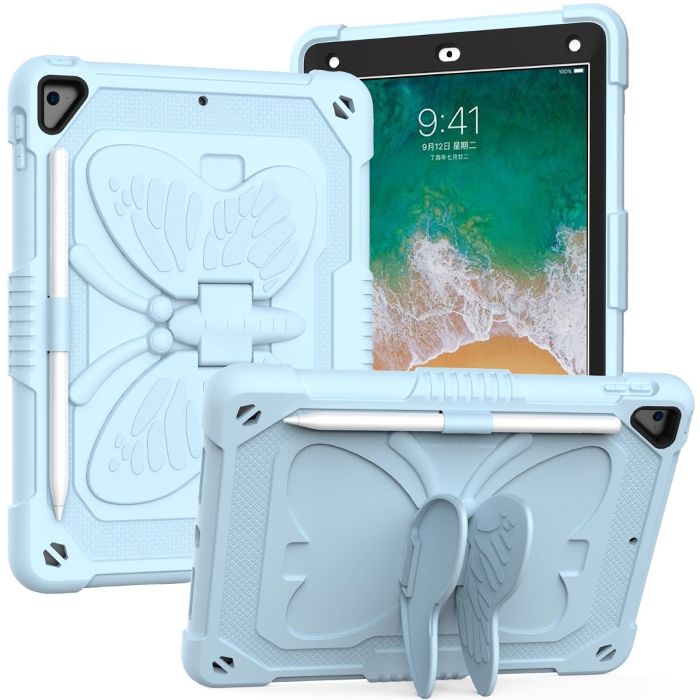 Funda híbrida con mariposas para iPad 9.7 6th Gen (2018) con bandolera azul