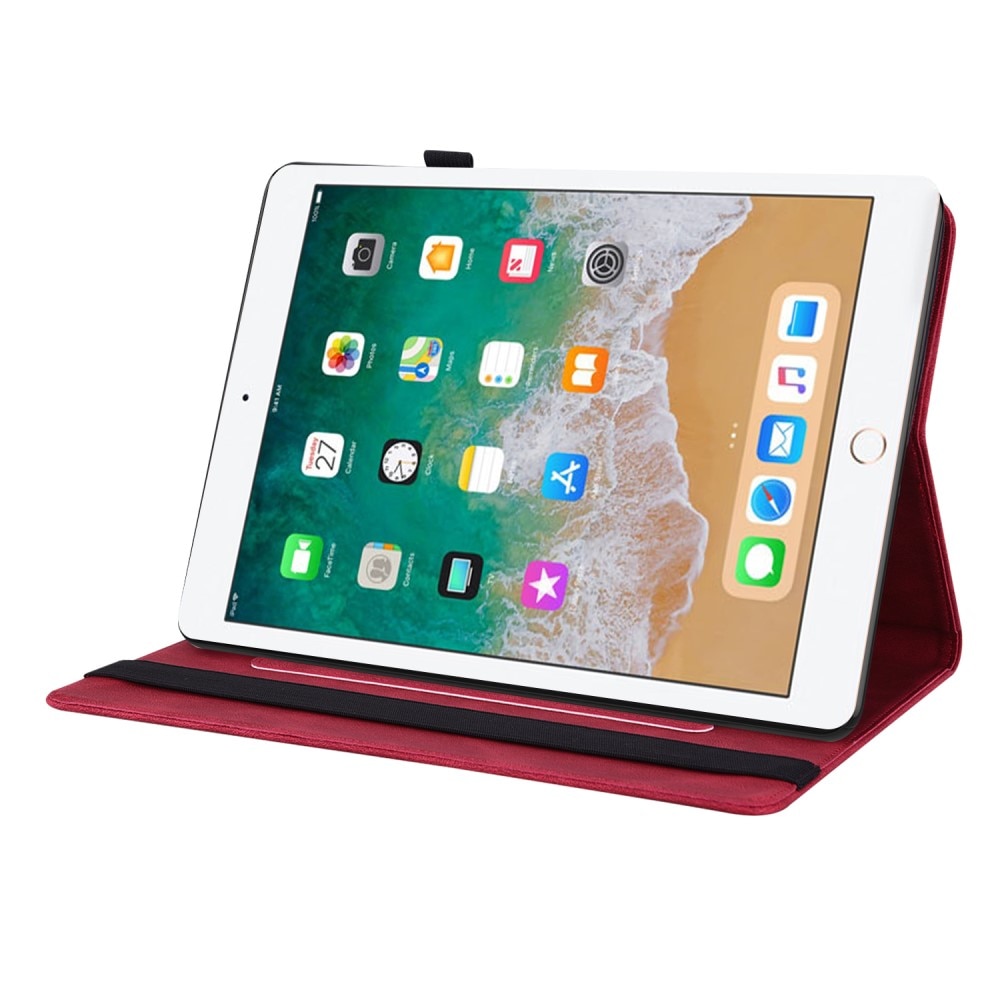 Funda de cuero con mariposas iPad 9.7 5th Gen (2017) rojo