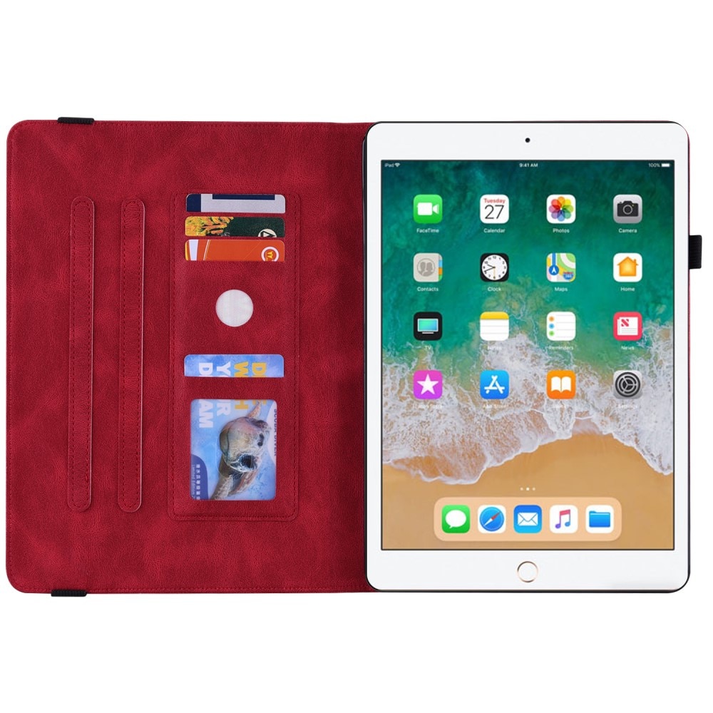 Funda de cuero con mariposas iPad 9.7 6th Gen (2018) rojo