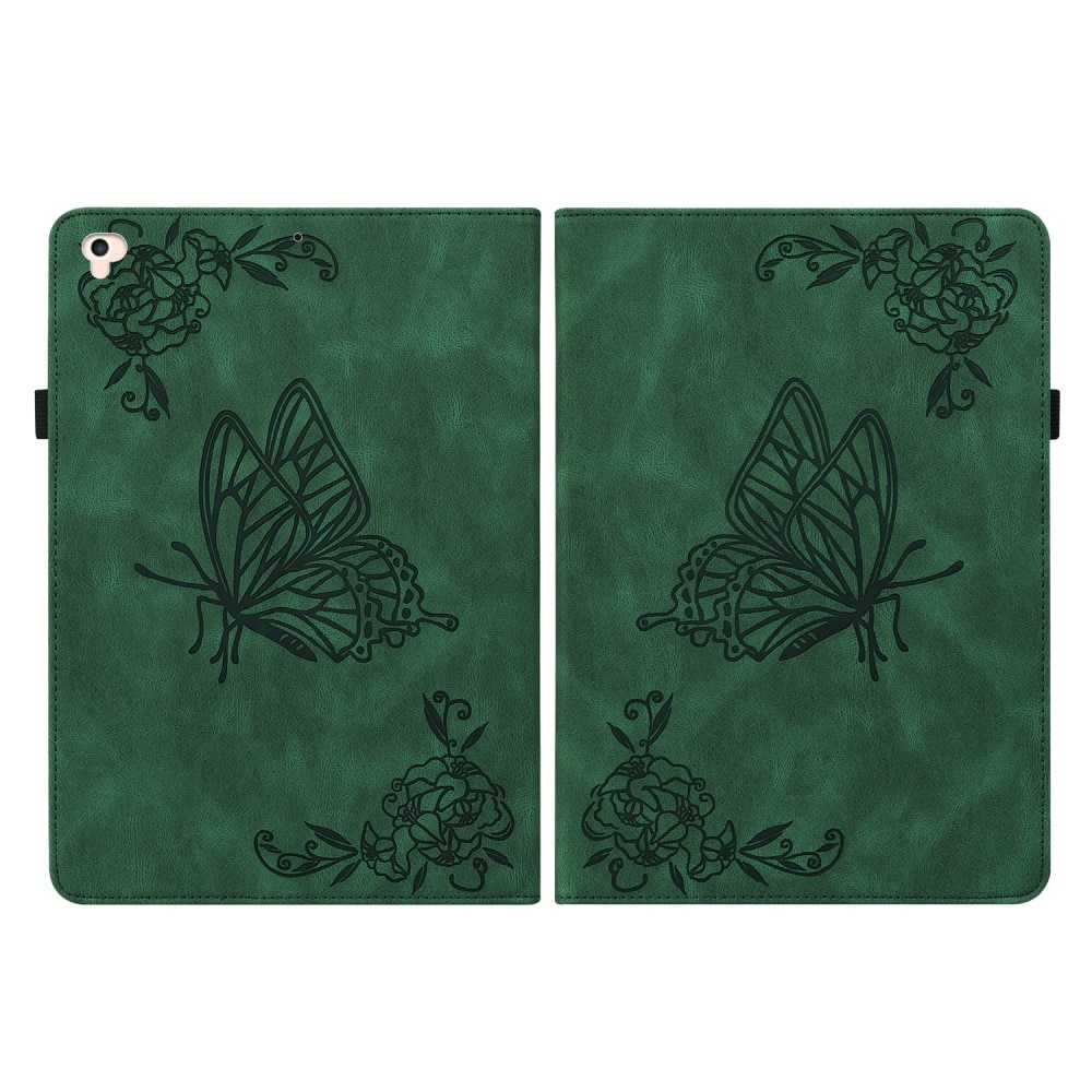 Funda de cuero con mariposas iPad 9.7 6th Gen (2018) verde