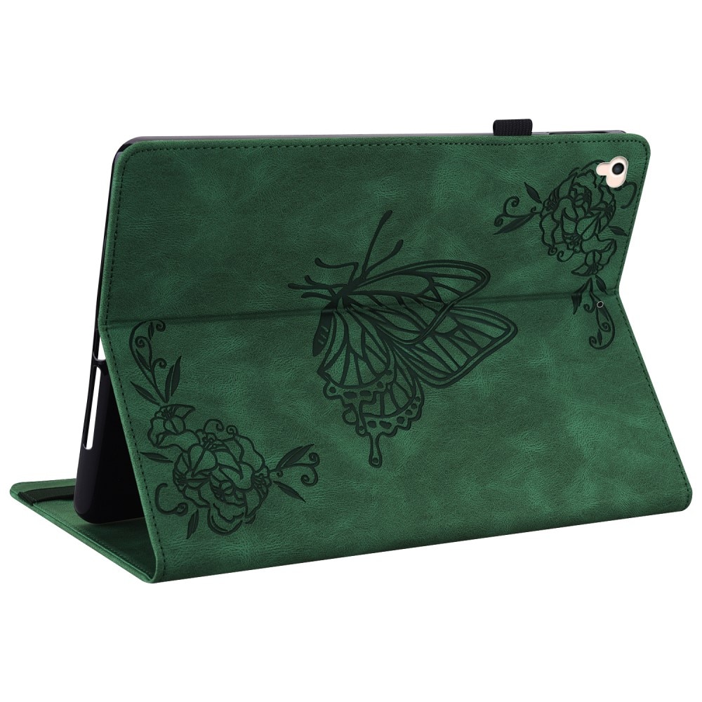 Funda de cuero con mariposas iPad 9.7 5th Gen (2017) verde