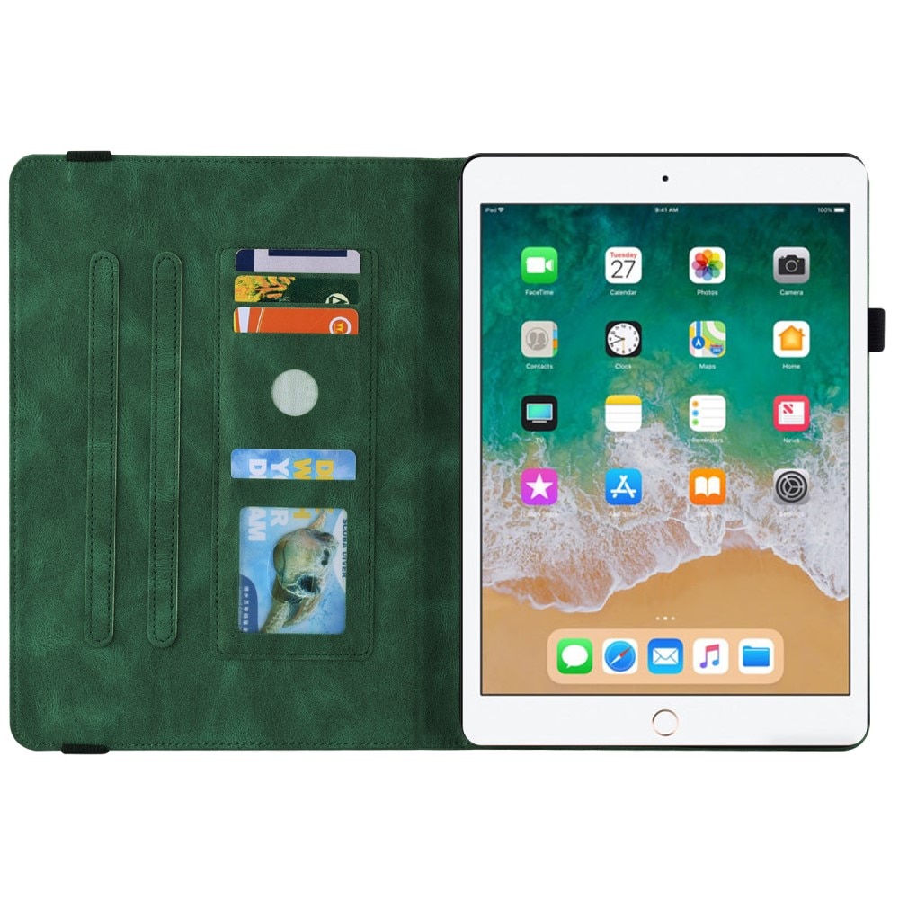 Funda de cuero con mariposas iPad 9.7 5th Gen (2017) verde