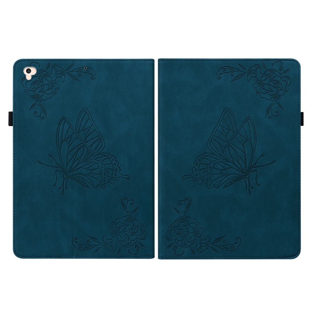 Funda de cuero con mariposas iPad 9.7 5th Gen (2017) azul