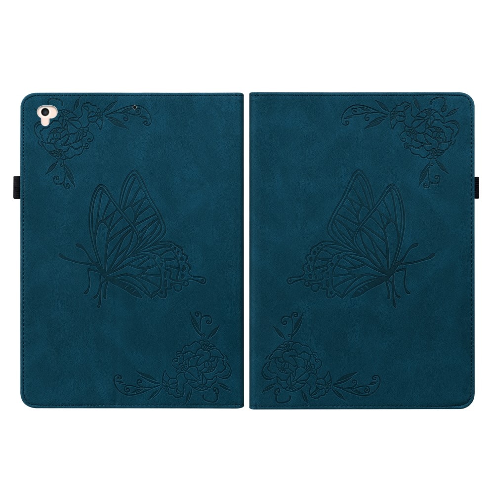 Funda de cuero con mariposas iPad 9.7 6th Gen (2018) azul