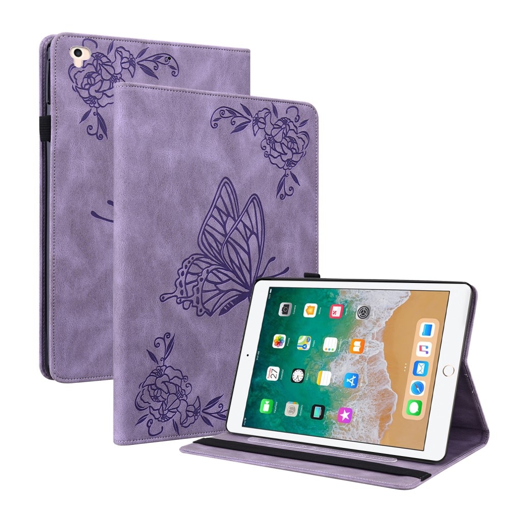 Funda de cuero con mariposas iPad 9.7 6th Gen (2018) violeta