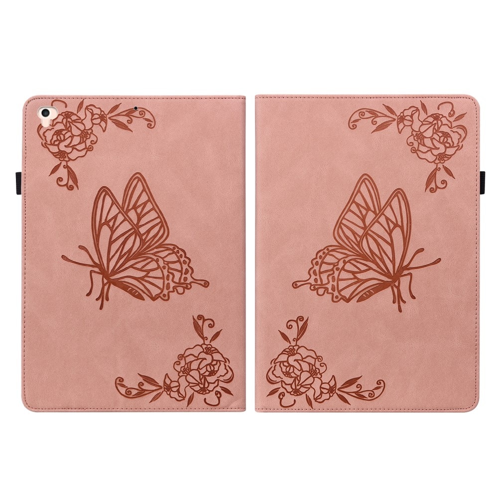 Funda de cuero con mariposas iPad 9.7 5th Gen (2017) rosado