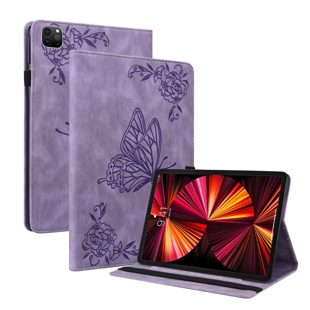 Funda de cuero con mariposas Apple iPad Pro 11 3rd Gen (2021) Púrpura