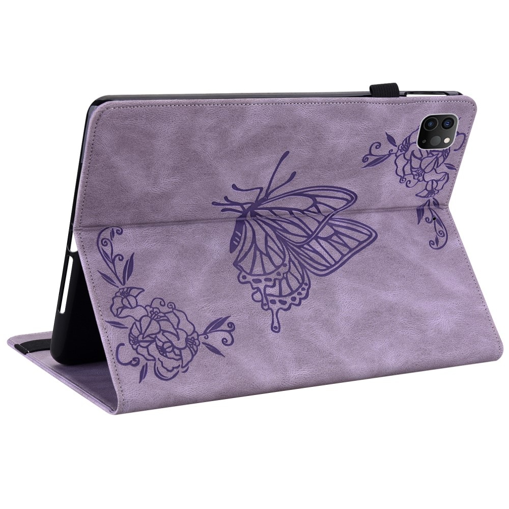 Funda de cuero con mariposas Apple iPad Pro 11 3rd Gen (2021) Púrpura
