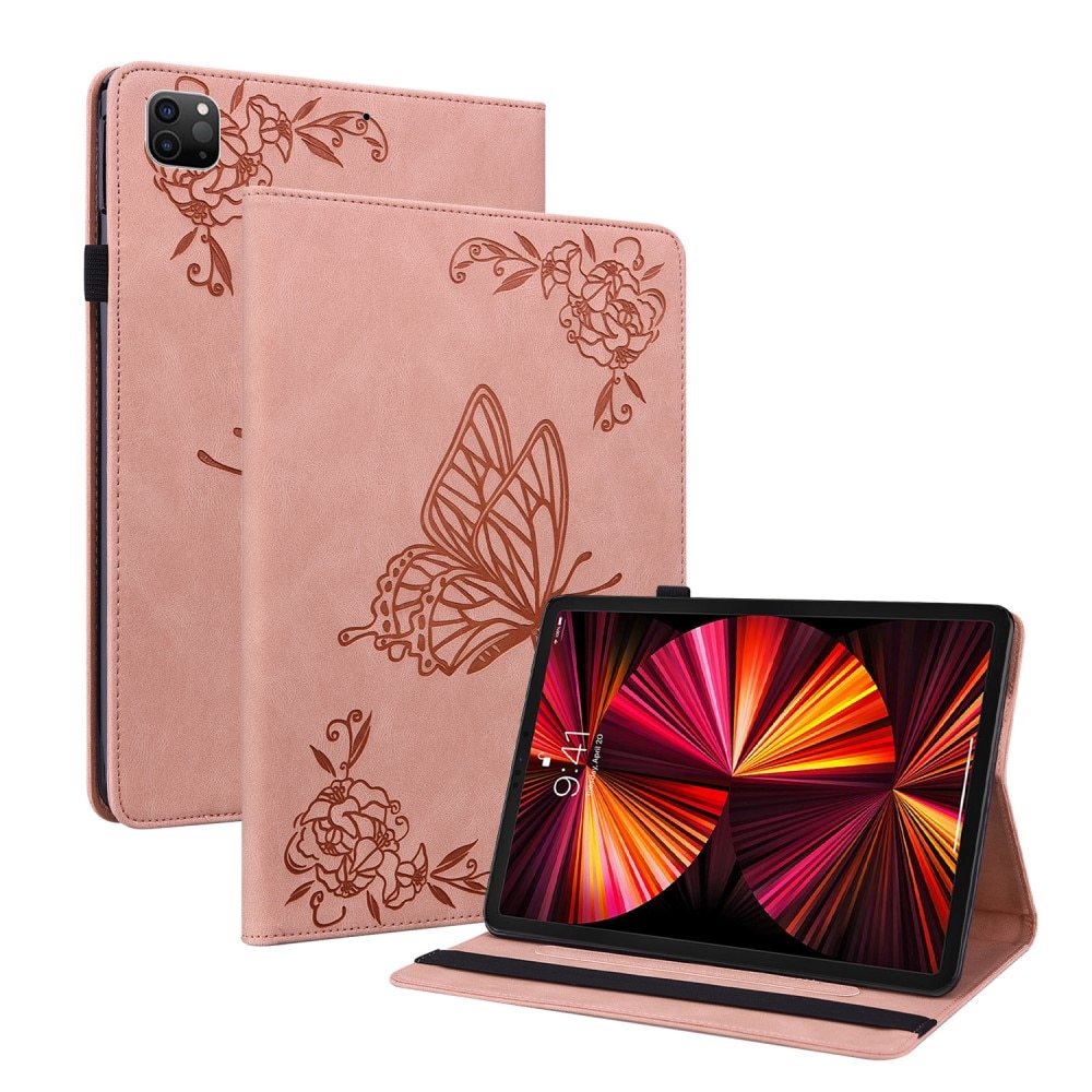 Funda de cuero con mariposas iPad Pro 11 4th Gen (2022) rosado