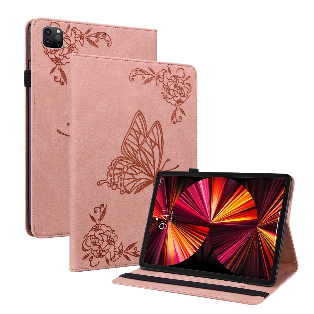 Funda de cuero con mariposas iPad Pro 11 2nd Gen (2020) rosado