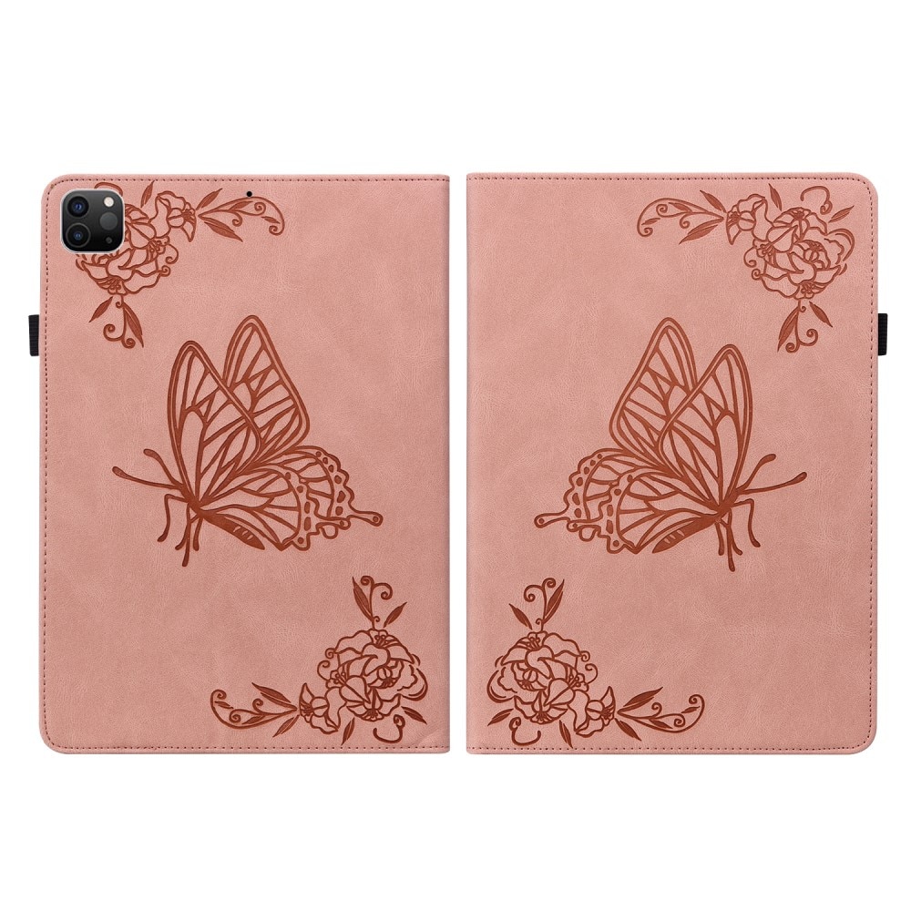 Funda de cuero con mariposas iPad Pro 11 2nd Gen (2020) rosado