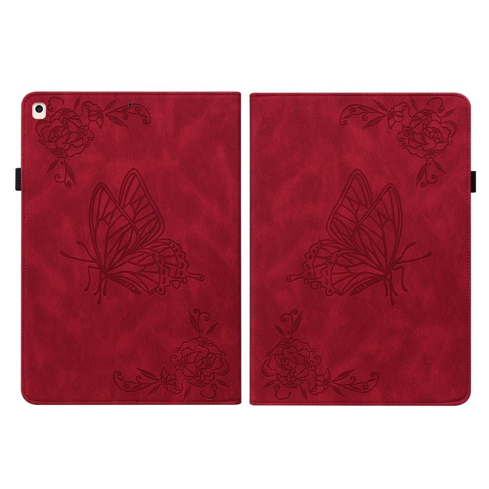 Funda de cuero con mariposas iPad 10.2 9th Gen (2021) rojo