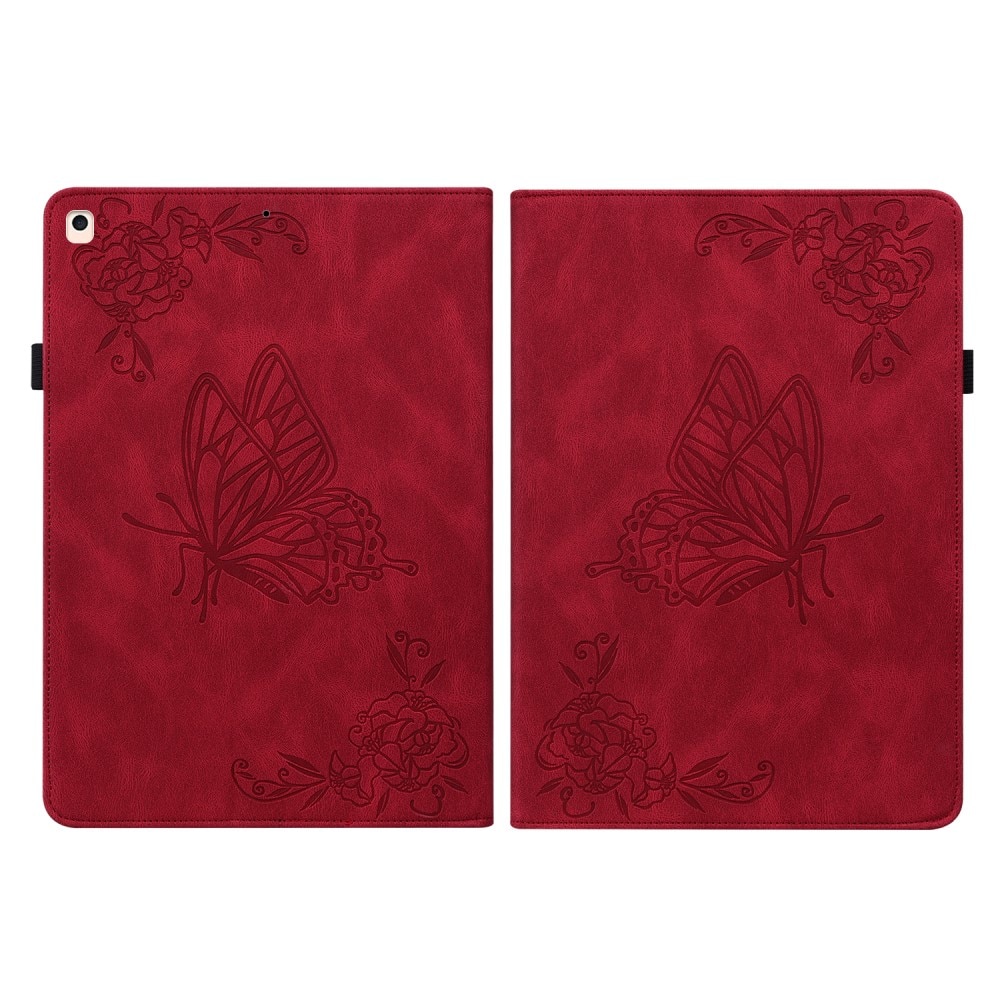 Funda de cuero con mariposas Apple iPad 10.2 7th Gen (2019) Rojo