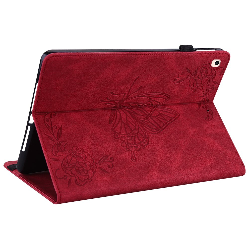 Funda de cuero con mariposas iPad 10.2 8th Gen (2020) rojo