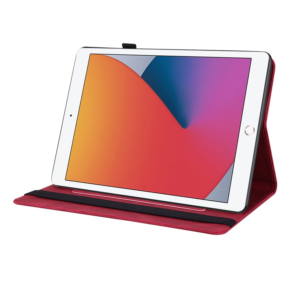 Funda de cuero con mariposas iPad 10.2 7th Gen (2019) rojo