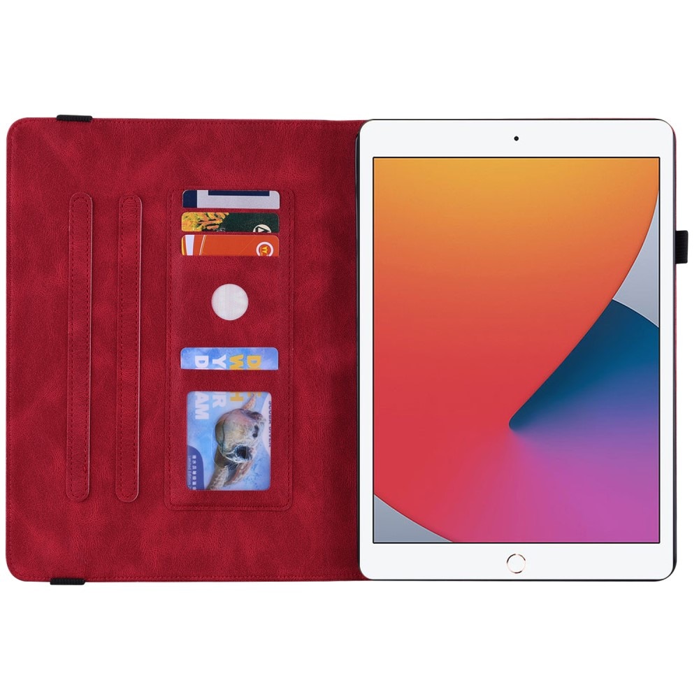 Funda de cuero con mariposas iPad 10.2 7th Gen (2019) rojo