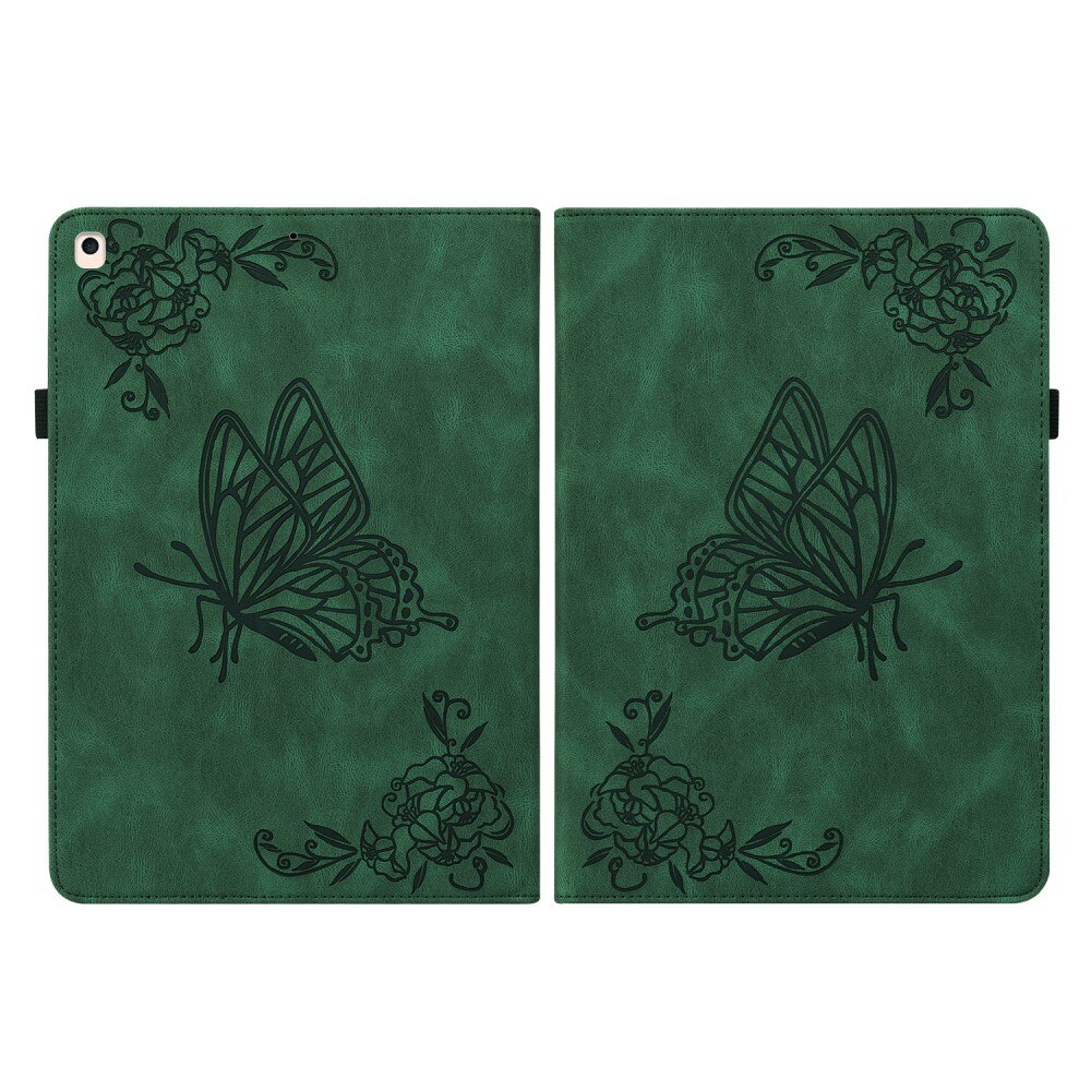 Funda de cuero con mariposas iPad 10.2 8th Gen (2020) verde