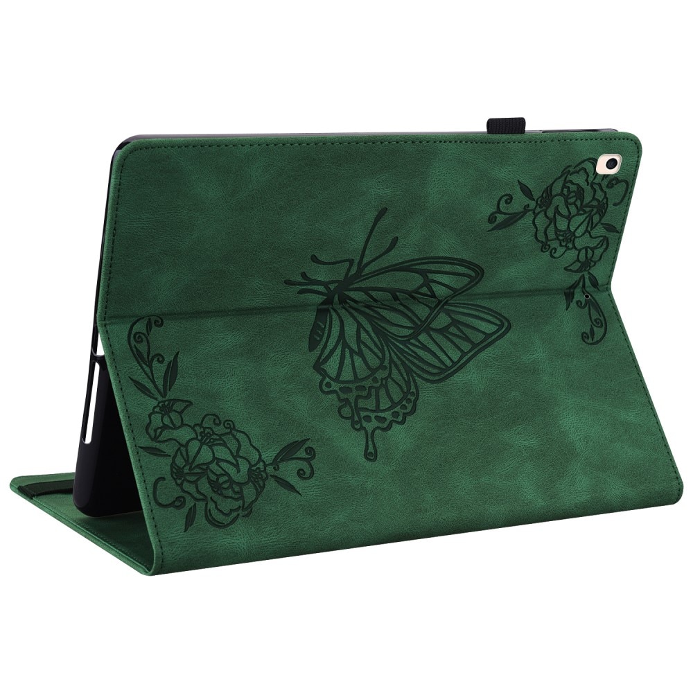 Funda de cuero con mariposas iPad 10.2 8th Gen (2020) verde
