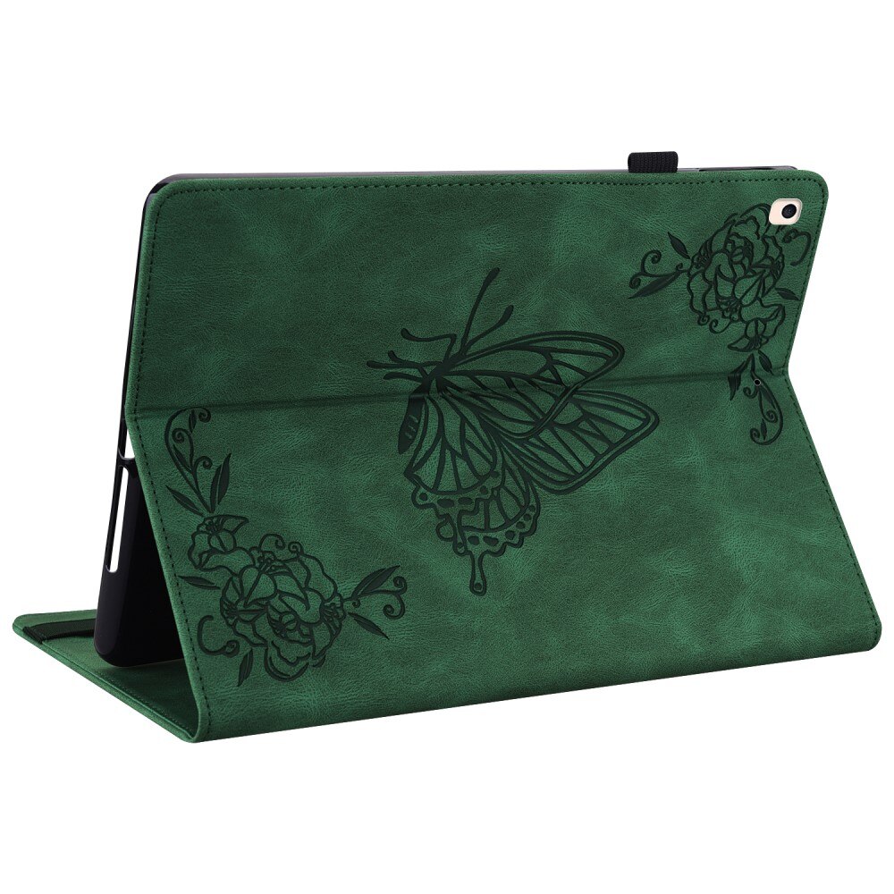 Funda de cuero con mariposas iPad 10.2 7th Gen (2019) verde