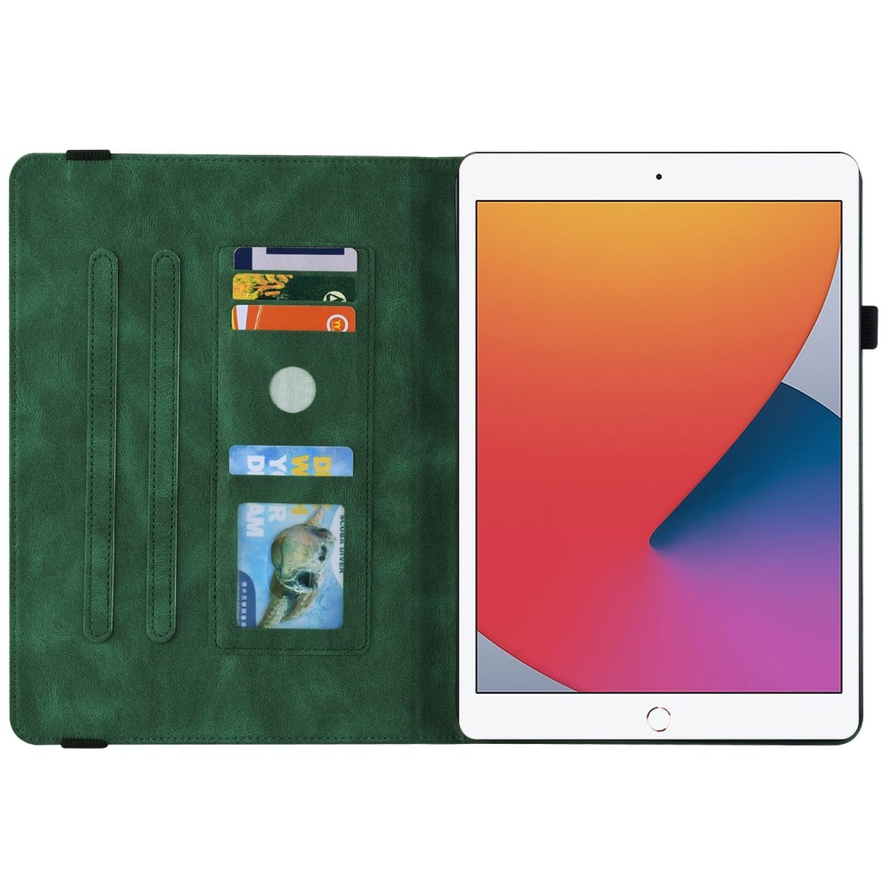 Funda de cuero con mariposas iPad 10.2 7th Gen (2019) verde