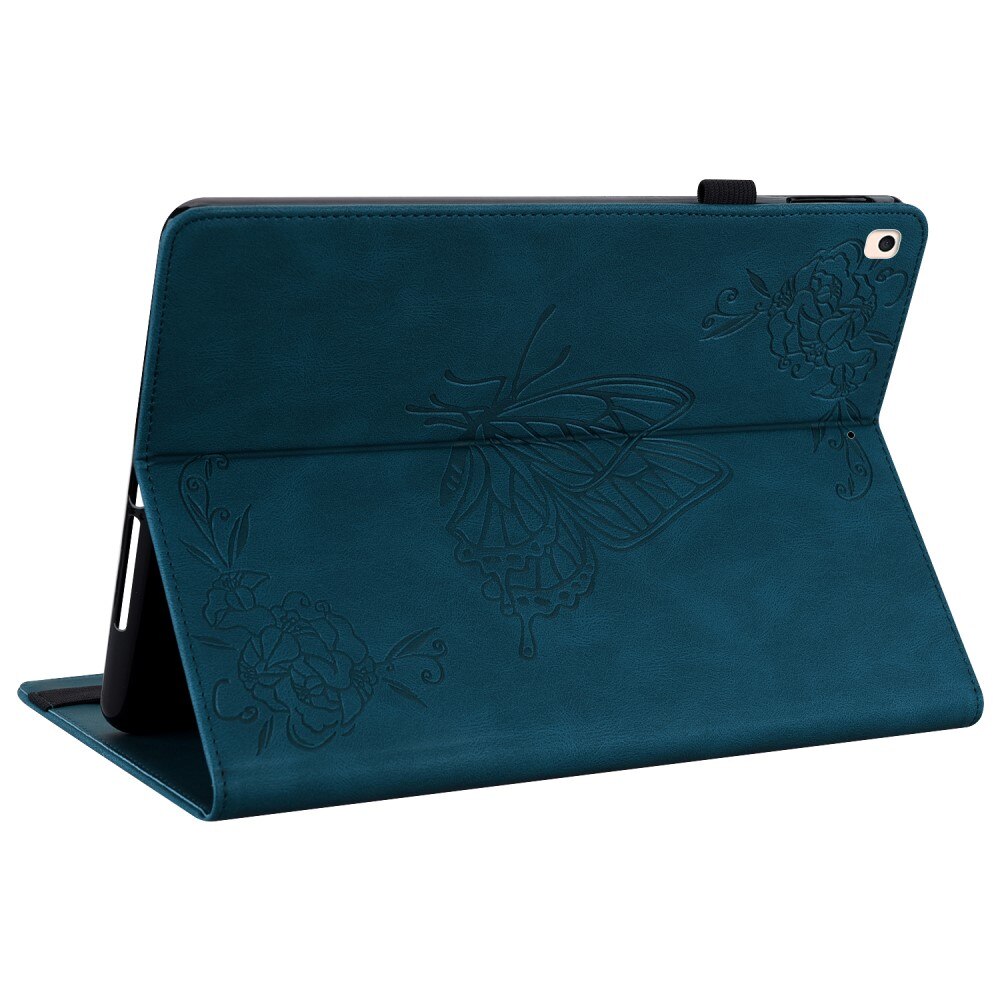 Funda de cuero con mariposas iPad 10.2 8th Gen (2020) azul