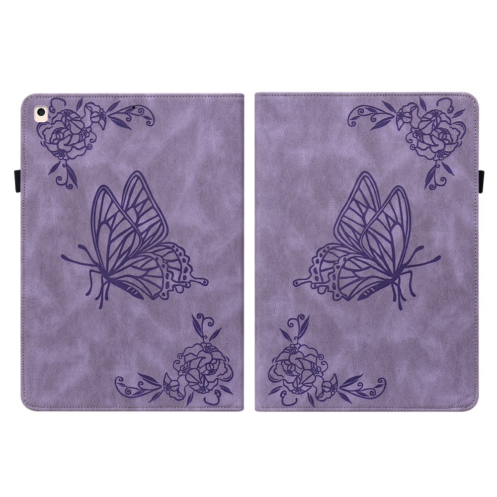 Funda de cuero con mariposas Apple iPad 10.2 9th Gen (2021) Púrpura