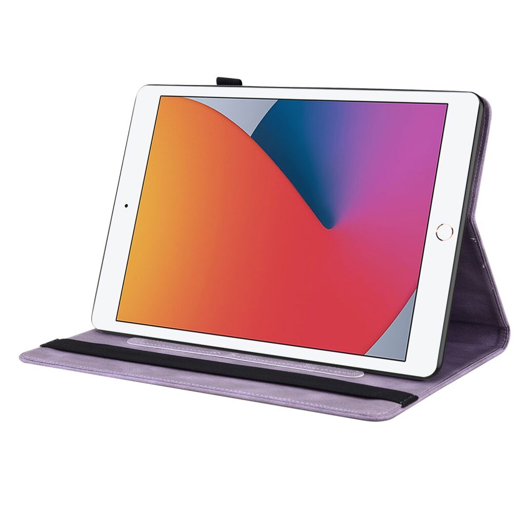 Funda de cuero con mariposas Apple iPad 10.2 9th Gen (2021) Púrpura