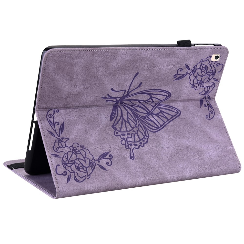 Funda de cuero con mariposas Apple iPad 10.2 9th Gen (2021) Púrpura