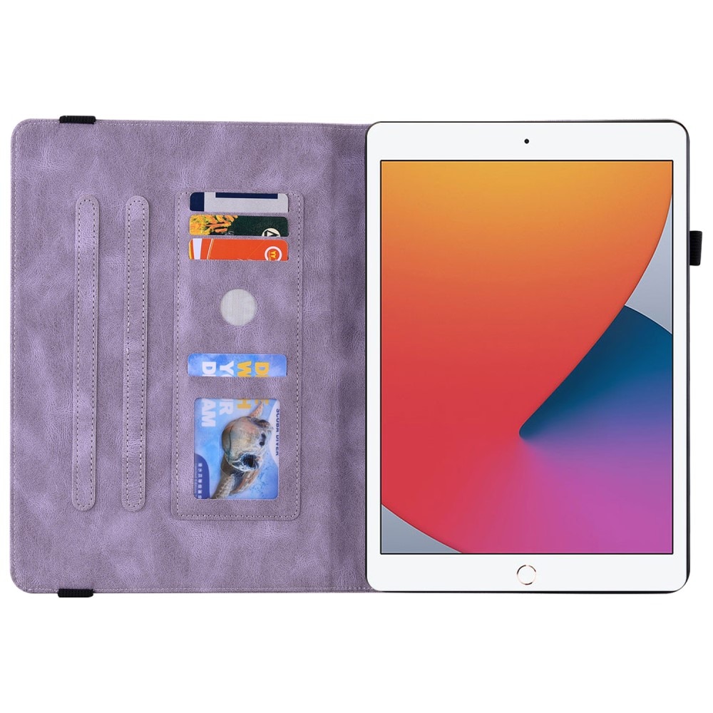 Funda de cuero con mariposas Apple iPad 10.2 9th Gen (2021) Púrpura
