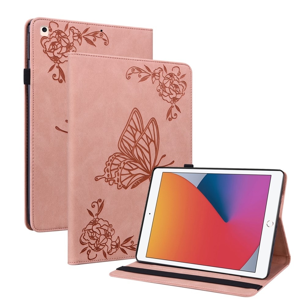 Funda de cuero con mariposas iPad 10.2 rosado