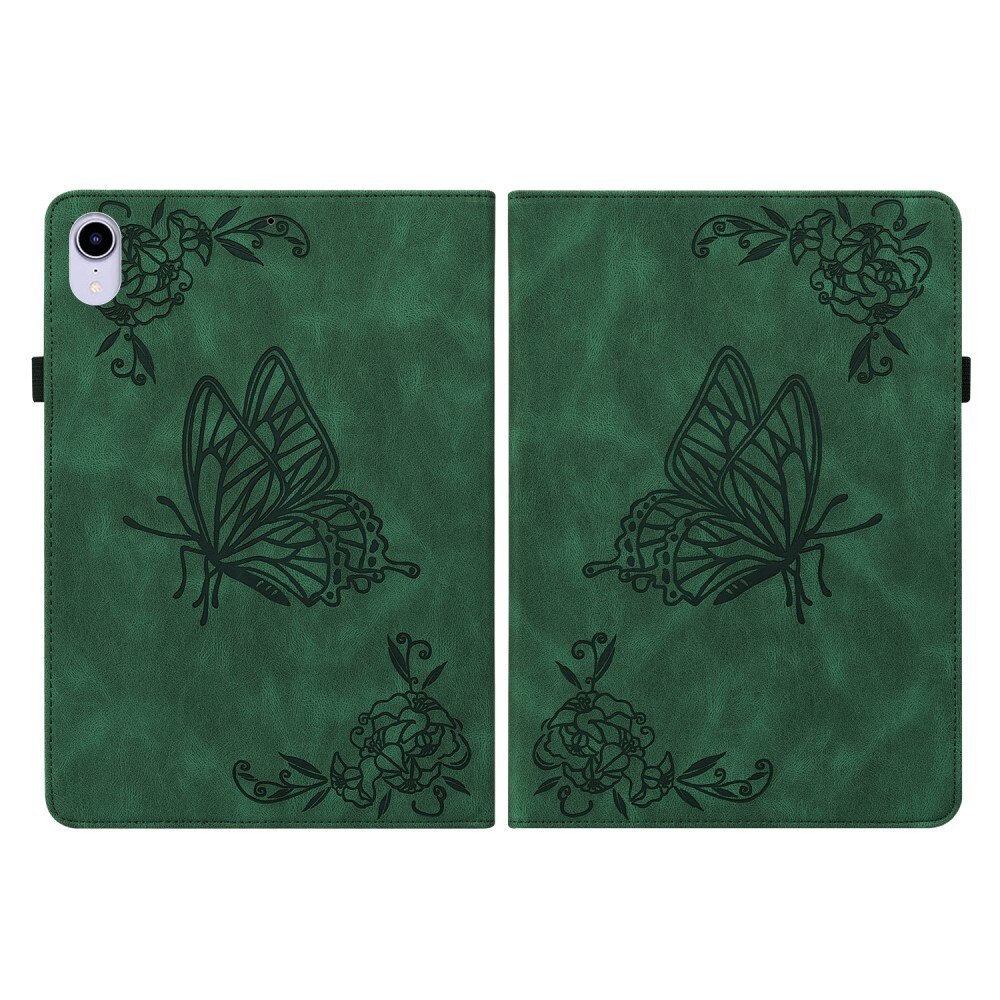 Funda de cuero con mariposas Apple iPad Mini 7th Gen (2024) Verde