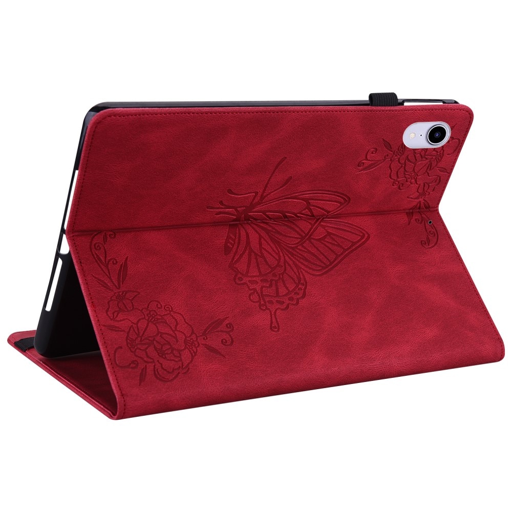 Funda de cuero con mariposas Apple iPad Mini 7th Gen (2024) Rojo