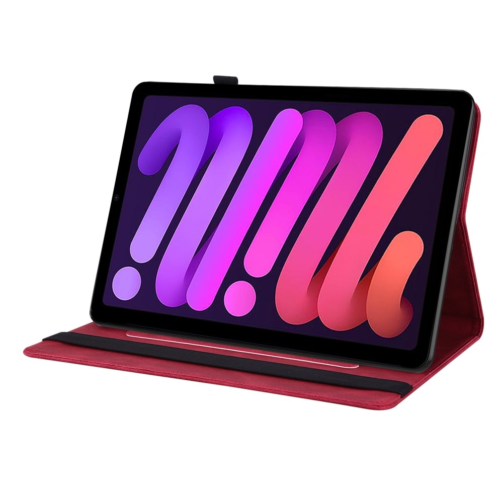 Funda de cuero con mariposas Apple iPad Mini 7th Gen (2024) Rojo