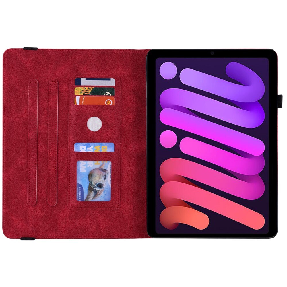 Funda de cuero con mariposas Apple iPad Mini 7th Gen (2024) Rojo