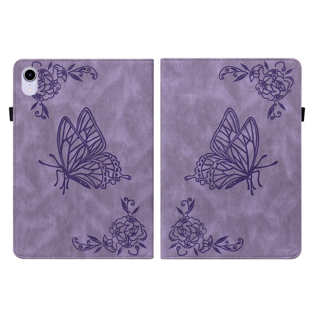 Funda de cuero con mariposas Apple iPad Mini 7th Gen (2024) Púrpura