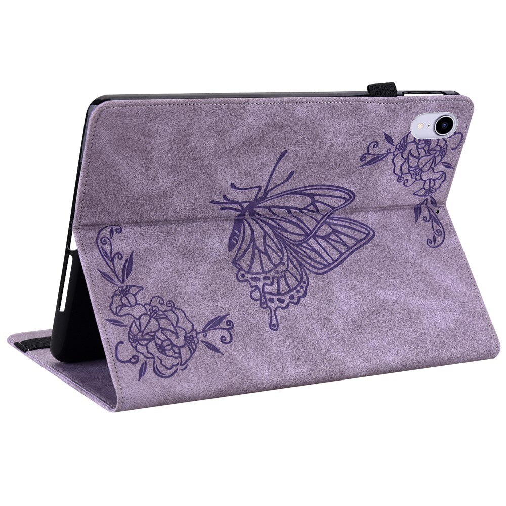 Funda de cuero con mariposas Apple iPad Mini 7th Gen (2024) Púrpura