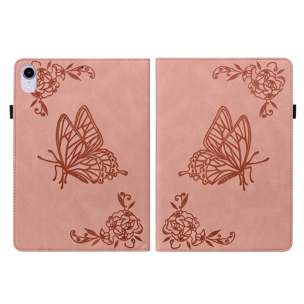 Funda de cuero con mariposas Apple iPad Mini 7th Gen (2024) Rosa