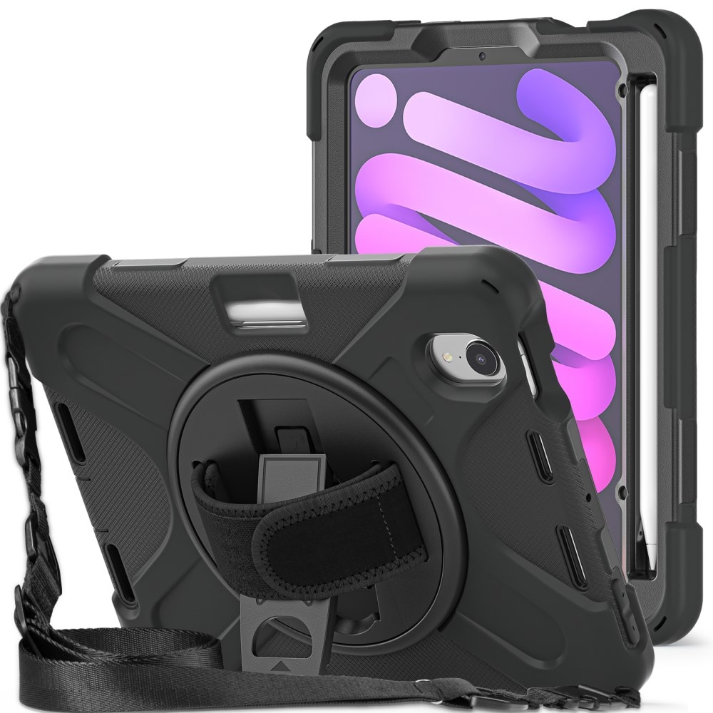 Funda híbrida a prueba de golpes Correa el hombro Apple iPad Mini 7th Gen (2024) negro