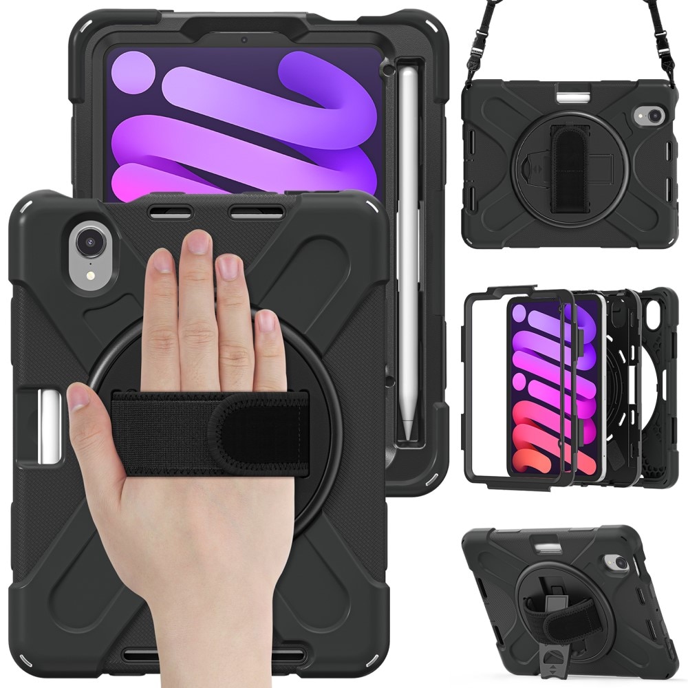 Funda híbrida a prueba de golpes Correa el hombro Apple iPad Mini 6th Gen (2021) negro