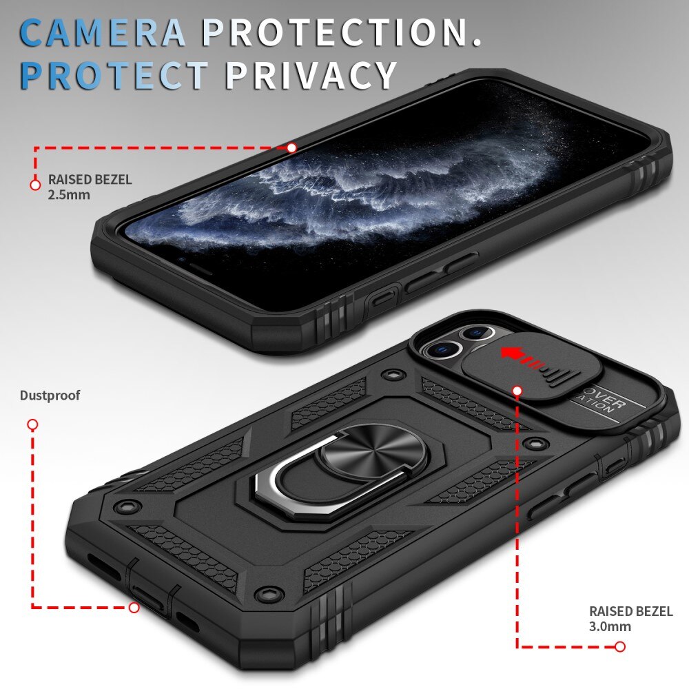 Funda híbrida Ring y Protector Cámara iPhone 11 Pro Negro