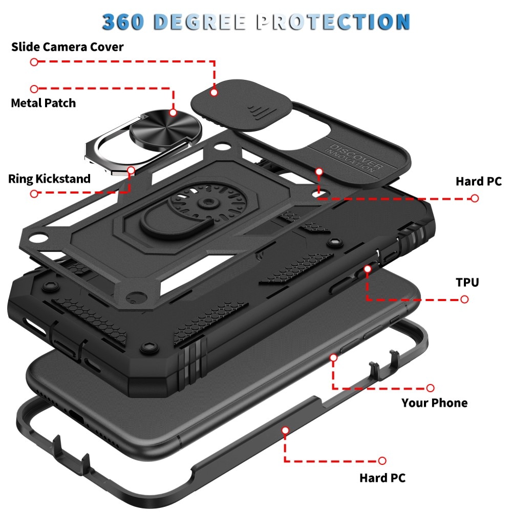 Funda híbrida Ring y Protector Cámara iPhone 11 Pro Max Negro